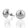 Sterling Silver Medium Round Domed Half Bead Earrings