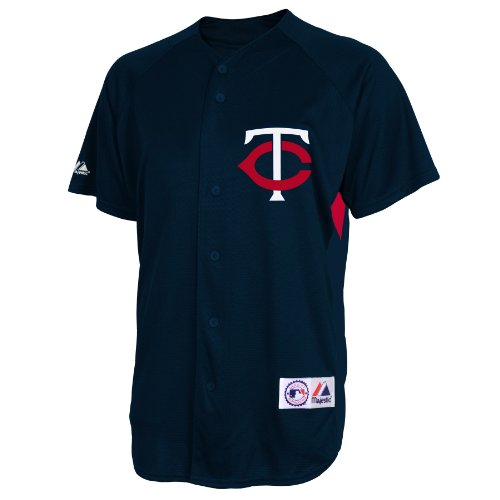 MLB Minnesota Twins Justin Morneau Adult Short-Sleeved Full Button Down Synthetic Replica Batting Practice Jersey, X-Large