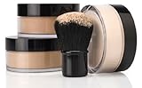 Sweet Face Minerals 4 Pc Full Size Kit with Kabuki Mineral Makeup Set Bare Skin Sheer Powder Foundation Cover (Warm (most popular))