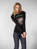 Ed Hardy - Ed Hardy Skull & Roses Long Sleeve Stone Tunic in Black
