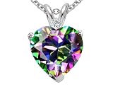 2.02 cts Mystic Rainbow Topaz and Genuine Diamond Heart Pendant - 14kt White or Yellow Gold