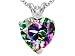 2.02 cts Mystic Rainbow Topaz and Genuine Diamond Heart Pendant - 14kt White or Yellow Gold