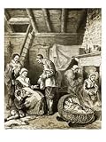 Dealing Out Five Kernels of Corn in the First Winter Giclee Poster Print, 18x24