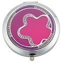 Pink and Purple Circular Compact Travel Mirror