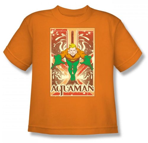  Aquaman Youth S/S T-shirt in Orange by DC Comics