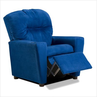 Blue Suede Children's Recliner with Cupholder