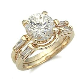 CZ Wedding Rings - 2.50 CT. Elegant 14k plated CZ Wedding Set