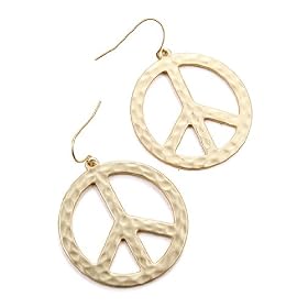 Gold Peace Sign Earrings Jewelry
