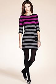 Slash Neck Striped Knitted Tunic