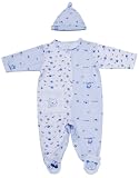 petitpois by snopea Blue Jumpsuit With Hat 6 Months