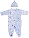 petitpois by snopea Blue Jumpsuit With Hat 6 Months