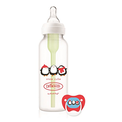 Dr. Brown's Holiday Options Bottle, 1- 8 oz. bottle with 1 Prevent Pacifier - Snow Cute