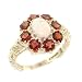Solid English Sterling Silver Womens Large Opal & Garnet Art Nouveau Ring - Size 10.5 - Finger Sizes 5 to 12 Available