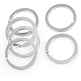 6Pcs Silver Tone Metal Flat Split Rings Keyrings Keychains Keys Holder