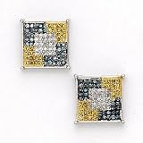 Solid 14K White Gold Micro Pave .33 Carat Border Genuine Diamond Earrings