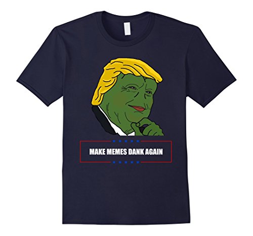 Men's Donald Trump Pepe T-shirt - MAKE MEMES DANK AGAIN. Medium Navy