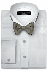 Joseph Abboud Black Tie Wing Collar, solid pique, 100% Cotton with French Cuff Tuxedo Shirt