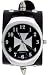 Cross Silver Trendy Design Round Steel Black Arabic Numbered Case Punk Rocker Biker Motorcycle Spikes Black Wide Leather Wristband