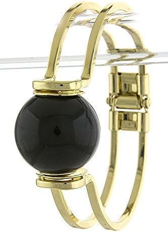 TRENDY FASHION JEWELRY ACRYLIC ORB JEWEL ACCENT BRACELET BY FASHION DESTINATION | (Black/Gold)