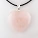Rose Quartz Heart Pendant Rubber Cord Necklace 16, 18, 20, 22 Inch