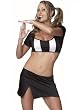 SALE Womens SeXy Referee Girl Sport Costume 4 Pc Set Top Mini Skirt Socks Whistle Atheletic