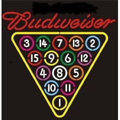 Click to order Budweiser Beer neon signs: billiards!
