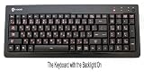 Bilingual English Japanese Language Letters / Characters are Laser Engraved on Black Keyboard Keys with the Original English Letters / Characters - Wired USB Bright Orange LED Backlit Slim Black Keyboard by I-Rocks