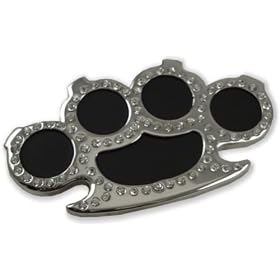 Rhinestone Brass Knuckle Belt Buckle