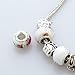 Long Way Women Silver Plated Snake Chain Pink Flower Maruno Glass Bead Heart Clasp Charm Bracelet