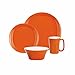 Rachael Ray Dinnerware Round and Square 4-Piece Stoneware Dinner Plate Set, Orange
