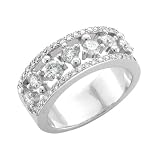 14k White Gold Round Brilliant Cut Diamond Anniversary Ring / Band Size 7 (H-I, SI-I, 0.96 carat)