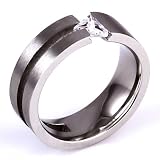 Womens Stainless Steel Russian Ice Cubic Zirconia Promise Friendship Wedding Ring (sizes 6 to 9)