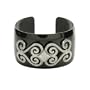 Women's Stainless Steel Black Plated Cuff Bracelet with Cubic Zirconia Scroll Design, 7.75"