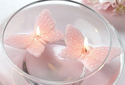 Pink Butterfly Floating Candles, Set of 2