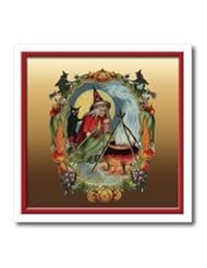 Jewelry: BLN Vintage Halloween - Vintage Halloween Witch with a Cauldron Brewing with a Black Cat - 6x6 Iron on Heat Transfer for White Material (ht_126101_2) - 3dRose LLC