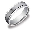 14k White Gold 6mm Comfort Fit Men's Wedding Band w/ Satin Center
