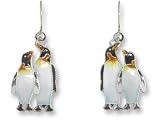 Clearly Charming Penguins Silver & Enamel Earringss