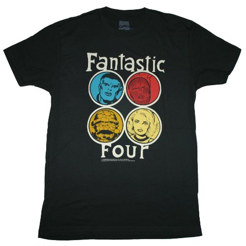 Fantastic 4 - Circle Portraits - Men's S/S Fine Charcoal Jersey T-Shirt