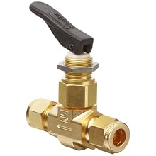 Parker VQ Series Brass Toggle Valve, Inline, Toggle Handle, PTFE Stem, CPI Compression Fitting