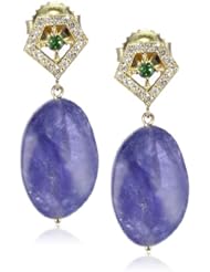 Ron Hami "Secret Blossom" Yellow Gold Tanzanite and Tsavirite Drop Earrings