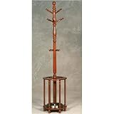All new item Oak finish wood coat rack with umbrella stand