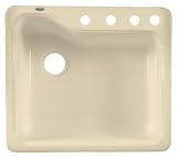 American Standard 7172.804.345 Silhouette 25-Inch Americast Single Bowl Four-Hole Kitchen Sink, Bisque