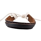 Brown Leather Hemp Two Layers Handmade Leather Bracelet, #29