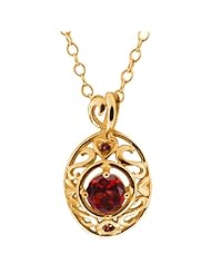 0.62 Ct Genuine Round Red Garnet Gemstone 18k Yellow Gold Pendant