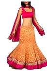 Peach Banarasi Lehenga with Pink Raw Silk