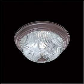 Clear Ribbed Flush Mount in Tile Bronze