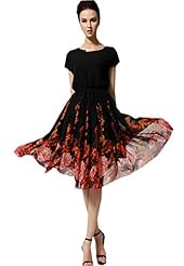 Elasticized   Waistline Stretchy Chiffon Party Dress/Maxi Dress 