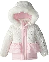 Steve Madden Baby Girls' Pongee Heart Foil Jacket with Ruffles