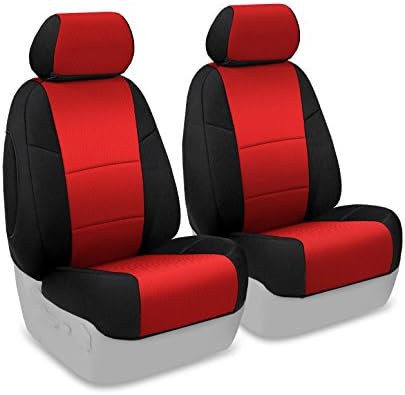 Coverking Custom Fit Front 50/50 Bucket Seat Cover for Select Jeep Wrangler Models - Spacermesh 2-Tone (Red with Black Sides)