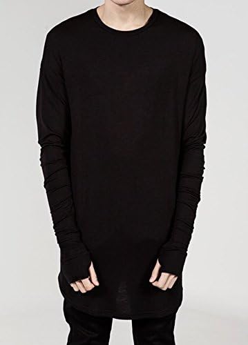 Black Tyga Swag Style Man High Low Side Split Hip Hop Top Tee T Shirt Crew Curve Bottom S Size Chest 49 cm